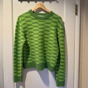 Lisa Says Gah Green Striped Crewneck Sweater
